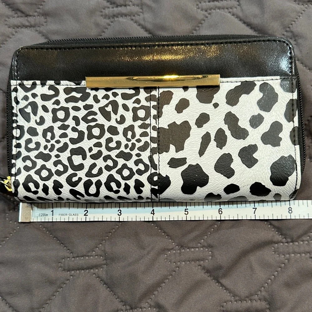 Black & White Animal Print Zip Wallet